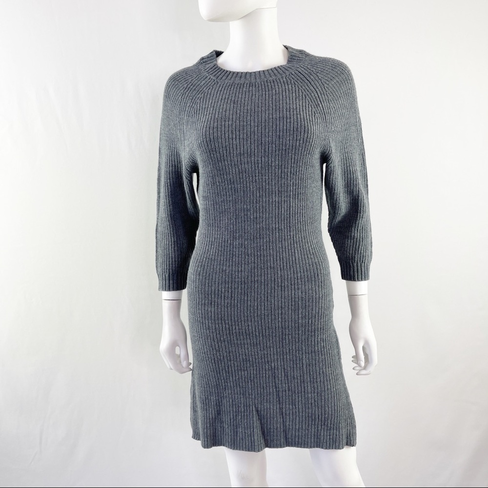 COSETTE Size S Gray Long Sleeve Ribbed Knit Sweater Dress with Side Zippers